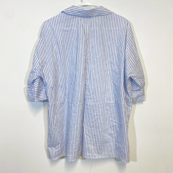 AMINA RUBINACCI Napoli Button-Up Striped Shirt 40 Half Sleeve Hidden Placket - Picture 6 of 7